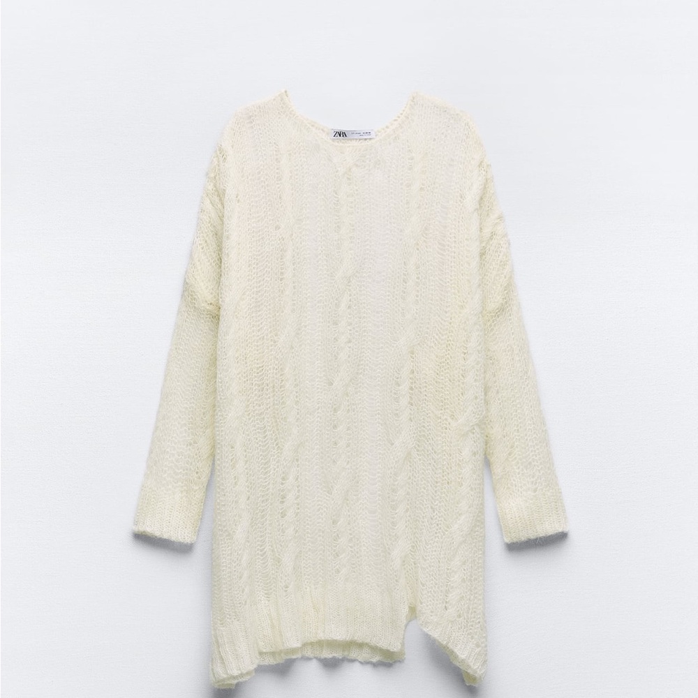 Zara asymmetric open cable sweater